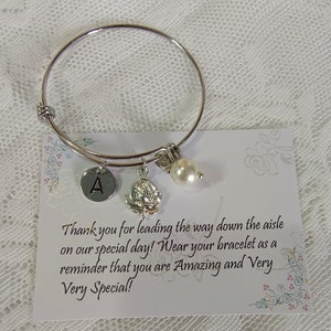 Silver Flower girl bracelet, Flower girl bangle, Personalized flower girl gift, Flower girl jewelry, Little girl bracelet, Child bangle