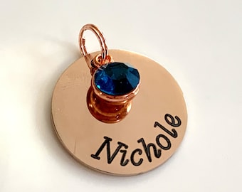 Dije de nombre con piedra de nacimiento, nombre o fecha personalizados, llavero, dijes para agregar nombre o piedra de nacimiento, dije personalizado para collar
