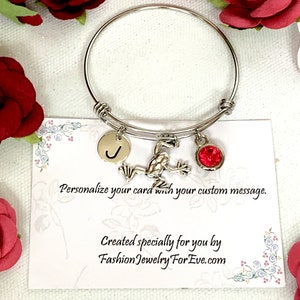 Frog Bracelet, Frog Bangle, Frog Charm, Frog Themed Gifts, Personalized Frog Jewelry  Frog Lover Personalized Initial Bracelet, Animal charm