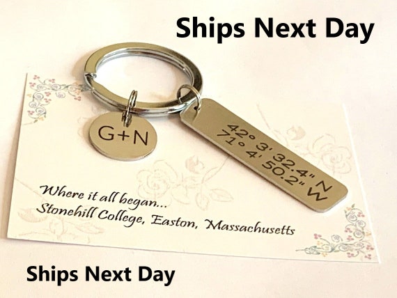 Coordinates Keychain Latitude Longitude Keychain Graduation Keychain Special Location Keychain Trip Keychain Anniversary Keychain GPS Etsy