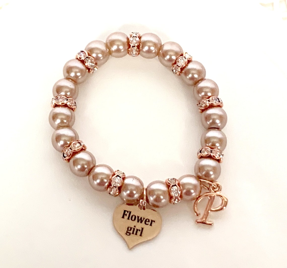 Gold Flower Girl Bracelet Personalized Flower Girl Etsy