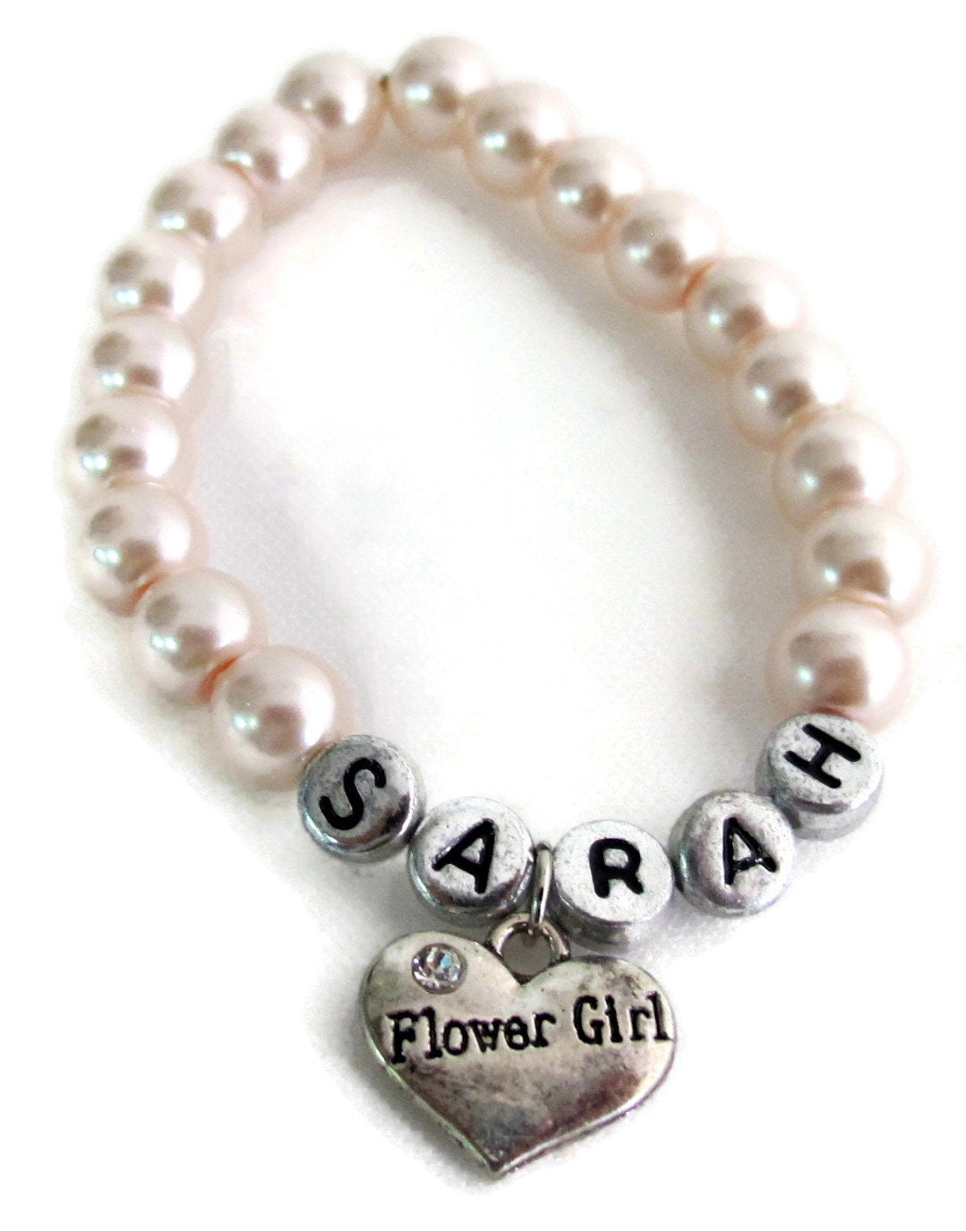 Girls Personalized Flower Girl Bracelet Kids Pearl Bracelet Etsy