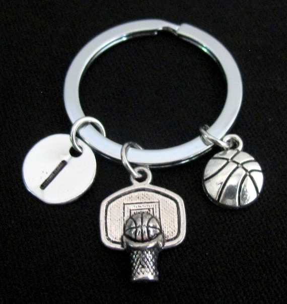 Basketball Keychain Basketball Keyring Antique Silver Etsy