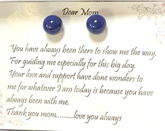 Royal Blue Pearl Post Earrings, Wedding Earrings, Bridesmaid Earrings, Navy Blue Pearl Stud Earrings, Dark Lapis Blue Crystal pearl earrings