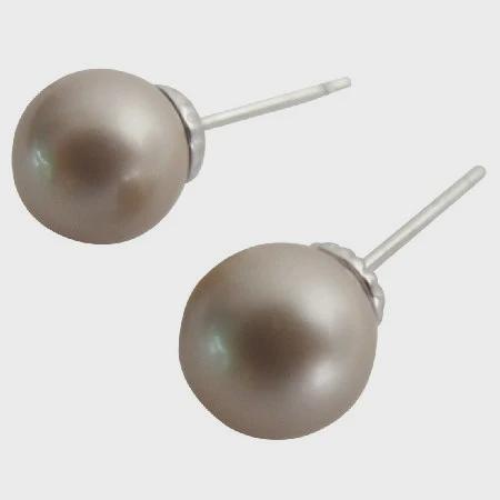 Tahitian Swarovski Pearl 8mm Stud Earrings Free Shipping in