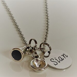 Personalized Cheerleader Necklace – Initial, Crystal, Megaphone Charm