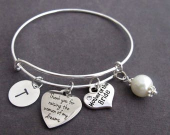 Thank You For Raising the Woman of My Dreams, Mother of Bride Gift, Mother In Law gift Bangle, Mother of Bride jewelry, Free Shipping In USA