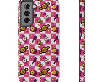 Funda resistente a impactos para Samsung S21 S22 Plus Ultra, diseño de Diva Time de lucha libre profesional - Cuadros rosas - Regalo para fans de la lucha libre