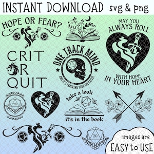 Tabletop Gaming SVG PNG Bundle | Dice D20 D12 | Instant Download | 11 Designs