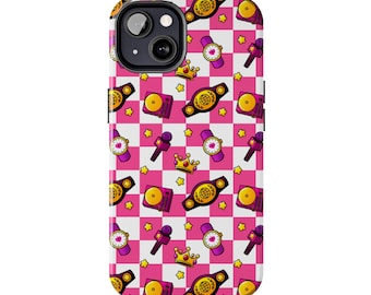 Funda resistente para iPhone y Android Pro Wrestling Diva Time - Cuadros rosas - Merchandising de lucha libre, regalo para fanáticos de la lucha libre