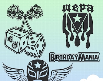 Paquete SVG de luchador latino, Wepa Boricua, dados latinos para camisetas, regalos para fanáticos de la lucha libre, fiesta de lucha libre, calcomanía, clipart de lucha, calcomanía