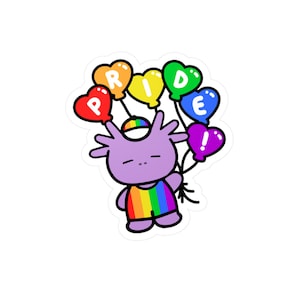 Calcomanía de vinilo de ajolote con globos del orgullo imagen 1