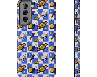 Funda para teléfono Samsung S21 S22 Plus Ultra resistente a impactos de la Familia Real de Lucha Libre Profesional - Cuadros azules - Regalo para fanáticos de la lucha libre
