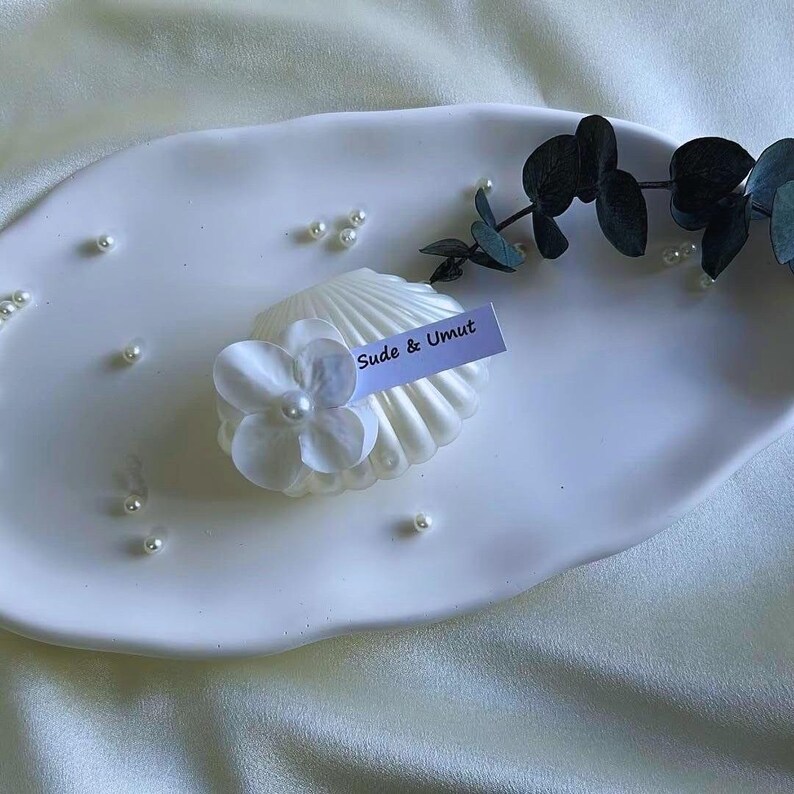 Beach Wedding Favor Candle, Seashell Decor Gift, Coastal Summer Bridal Shower Souvenir, Personalized Mini Candle image 5