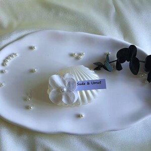 Beach Wedding Favor Candle, Seashell Decor Gift, Coastal Summer Bridal Shower Souvenir, Personalized Mini Candle image 3