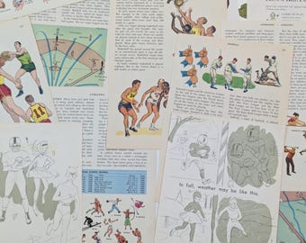 Sports Themed Vintage Paper Pack - Assorted Ephemera for Scrapbooking and Junk Journals