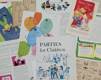 Birthday Party Themed Vintage Mini Paper Pack - Assorted Ephemera for Scrapbooking and Junk Journals