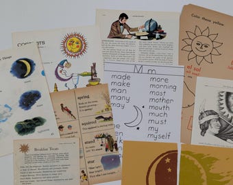 Celestial Themed Vintage Mini Paper Pack - Assorted Ephemera for Scrapbooking and Junk Journals