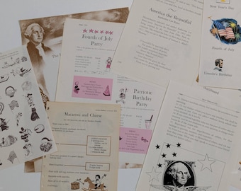 America Themed Vintage Mini Paper Pack - Assorted Ephemera for Scrapbooking and Junk Journals