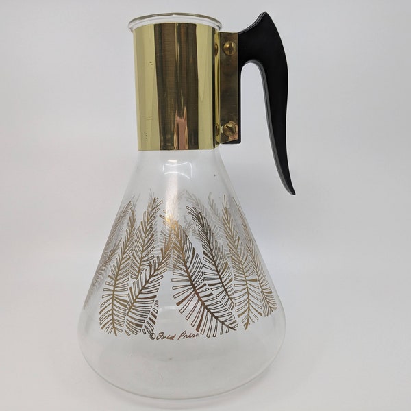 MCM Fred Press Spare Glass Coffee Carafe - 1960s Gold Fern Pattern - No Lid or Base