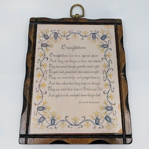 Targa vintage con poesia dei nonni - Legno di pino massiccio - Pronta da appendere - Regalo perfetto