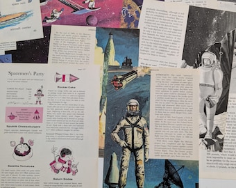 Space Themed Vintage Mini Paper Pack - Assorted Ephemera for Scrapbooking and Junk Journals