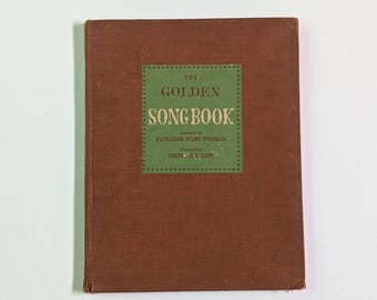 1945 Golden Song Book - First Edition  - Illustrated Vintage Children's Songbook - Fair Condition