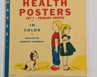 1957 Hayes Health Posters - Set of 12 Bulletin Board Posters for Children - Authentic Vintage