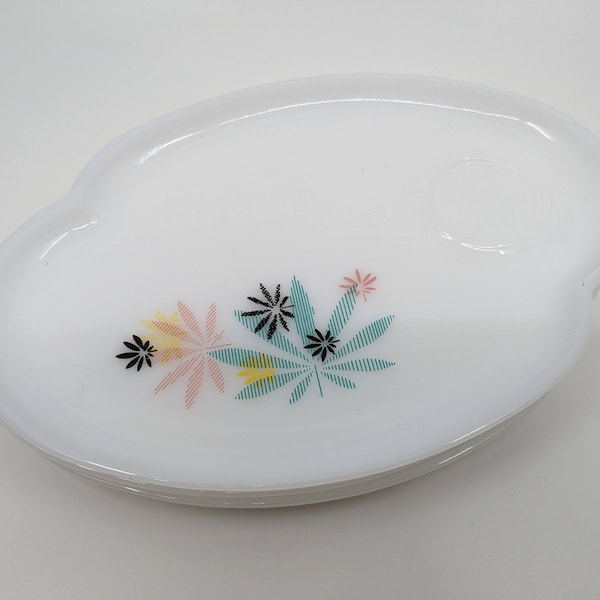 Midcentury Modern Federal Glass Atomic Flower Patio Snack Luncheon Plates - Set of 3