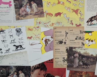 Dog Themed Vintage Paper Pack - Assorted Ephemera for Scrapbooking and Junk Journals