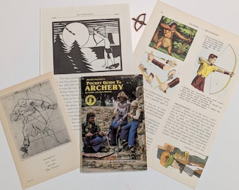 Archery Themed Vintage Mini Paper Pack - Assorted Ephemera for Scrapbooking and Junk Journals