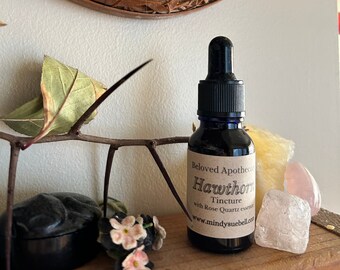 Hawthorn Tincture LOVE POTION with Rose Quartz Crystal Essence