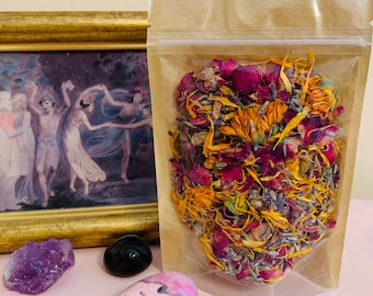 Flower Fairy Ritual Bath Spell - Herbal Floral Magick Kit with Candle