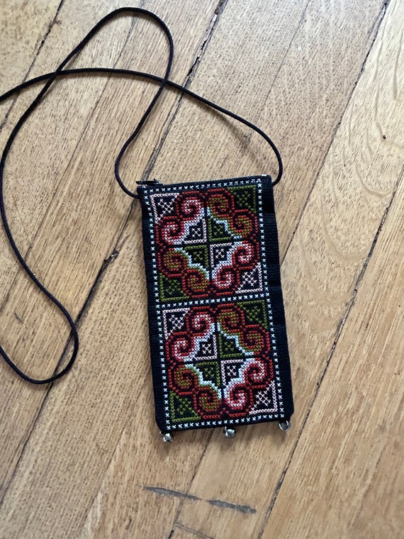 Vintage 90s Tiny Woven Tapestry Purse w Fairy Bel… - image 2