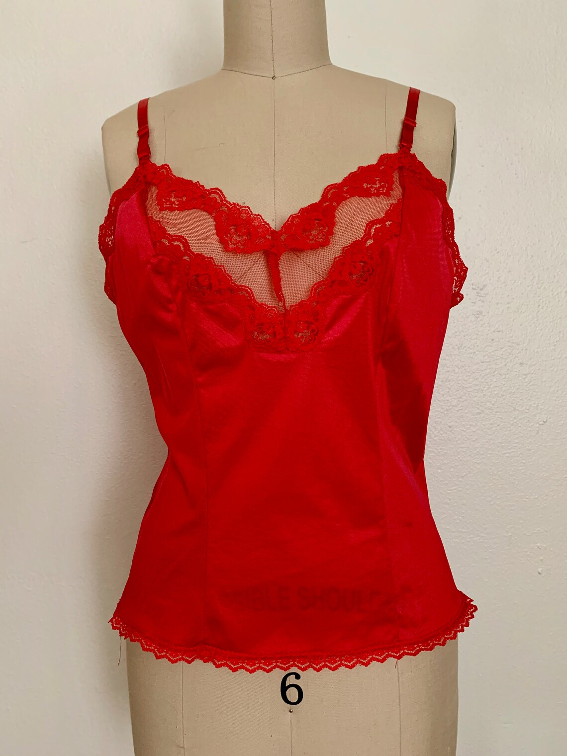 Vintage 80s Red Silky Camisole sz M / L / 1980s Slip Top w | Etsy