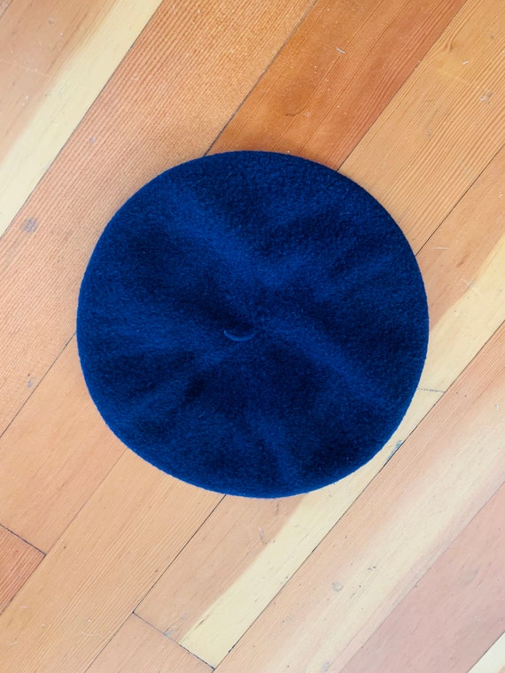 Vintage osfa 60s Wool Navy Blue BERET Hat sz S / M
