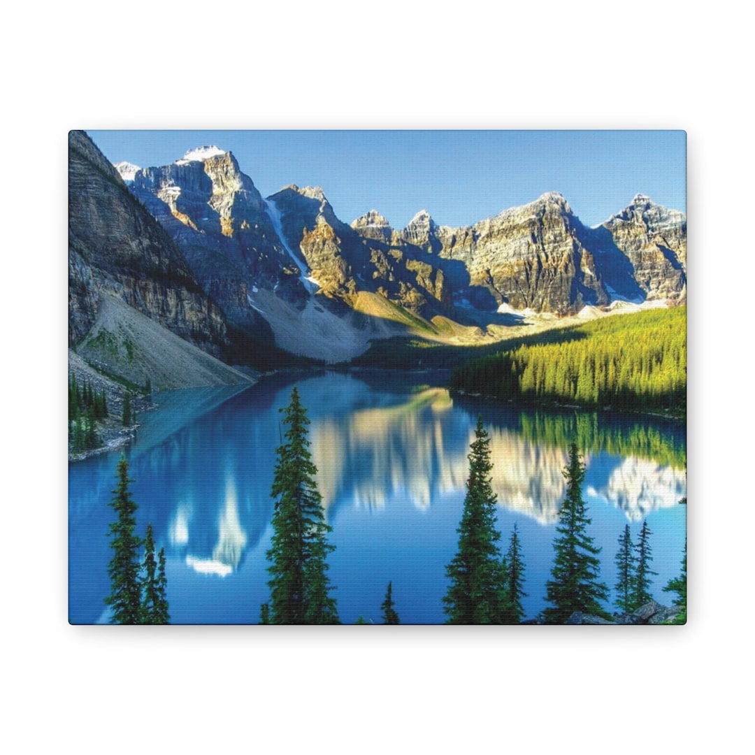 Canadian Rockies Mountain Lake Landscape Canvas - Etsy