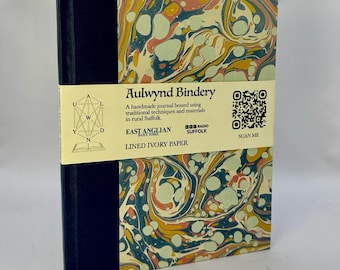Handmade A5 Notebook with LINED Pages, crafted by Traditional Bookbinder