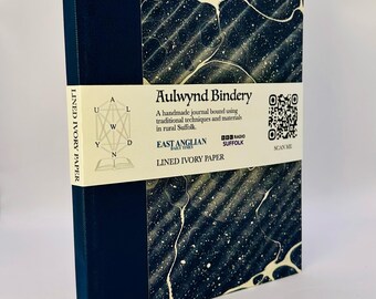 Handmade A5 Notebook with LINED Pages, crafted by Traditional Bookbinder