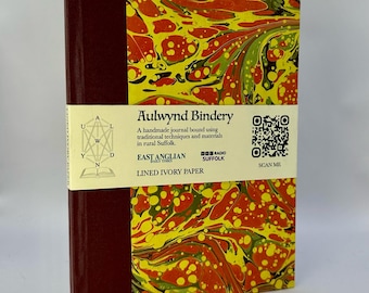 Handmade A5 Notebook with LINED Pages, crafted by Traditional Bookbinder