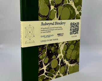 Handmade A5 Notebook with LINED Pages, crafted by Traditional Bookbinder