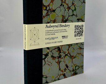 Handmade A5 Notebook with LINED Pages, crafted by Traditional Bookbinder