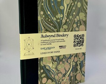 Handmade A5 Notebook with LINED Pages, crafted by Traditional Bookbinder