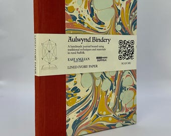 Handmade A5 Notebook with LINED Pages, crafted by Traditional Bookbinder