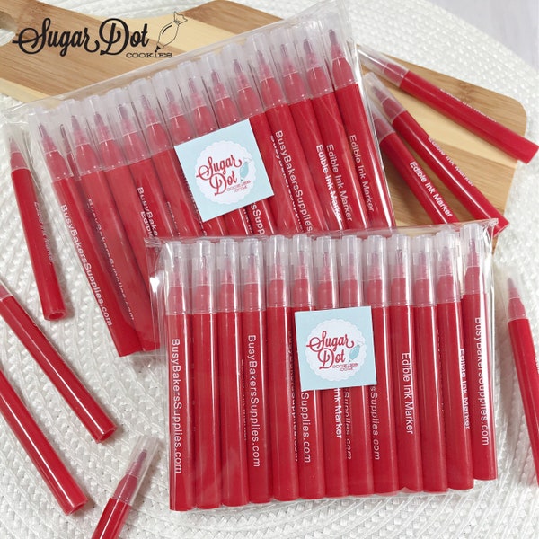Red Mini Edible Markers Pens - 25