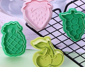 Mini Plunger Imprint Cookie / Fondant Cutters - Fruit - 4 count