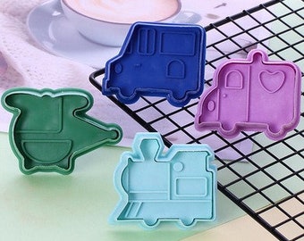 Mini Plunger Imprint Cookie / Fondant Cutters - Transportation - 4 count