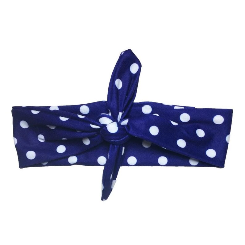 Knotted Headband - Blue White Polka Dots - From Headbands of Hope - Etsy
