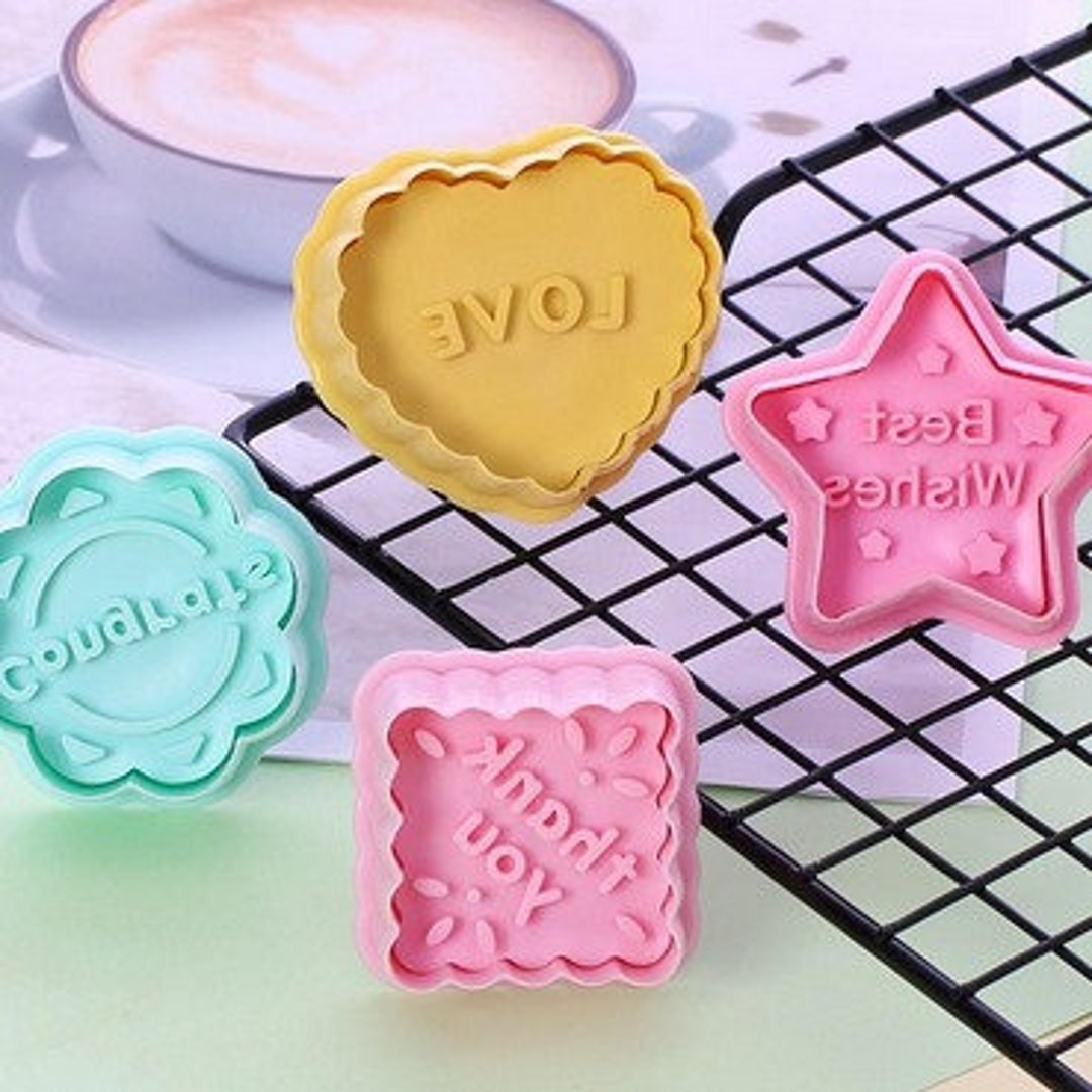 Mini Plunger Imprint Cookie / Fondant Cutters Messages 4 Count - Etsy