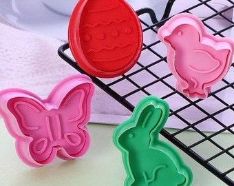 Mini Plunger Imprint Cookie / Fondant Cutters - Easter / Spring - 4 count